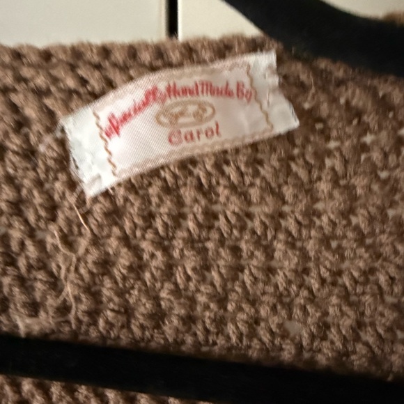 Brown and White handmade knit blanket cardigan Sweater one of a kind 3X Large - Picture 3 of 10